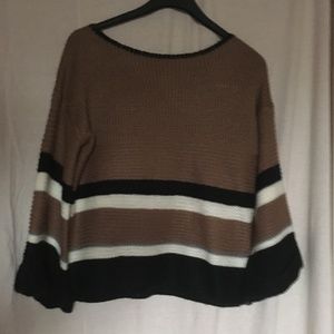 Oversized Brown Striped Knit Sweater